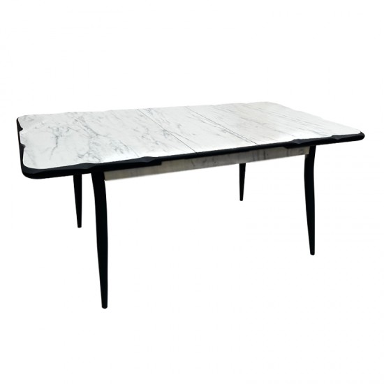 Τραπέζι Karen επεκτεινόμενο χρώμα λευκό - μαύρο 130/160x80x75εκ.
