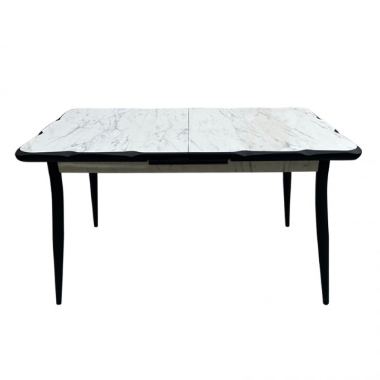 Τραπέζι Karen επεκτεινόμενο χρώμα λευκό - μαύρο 130/160x80x75εκ.