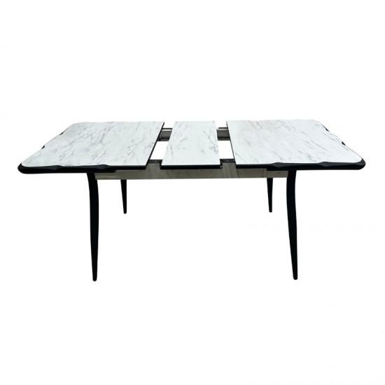 Τραπέζι Karen επεκτεινόμενο χρώμα λευκό - μαύρο 130/160x80x75εκ.