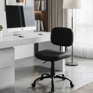 Καρέκλα γραφείου Romano από τεχνόδερμα χρώμα μαύρο 46x53x79/86εκ.