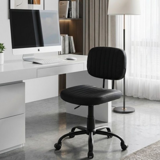 Καρέκλα γραφείου Romano από τεχνόδερμα χρώμα μαύρο 46x53x79/86εκ.