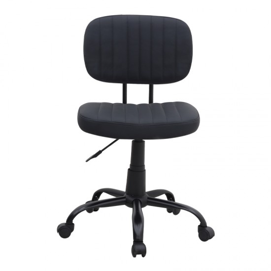 Καρέκλα γραφείου Romano από τεχνόδερμα χρώμα μαύρο 46x53x79/86εκ.