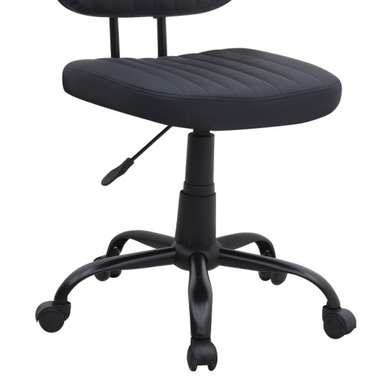 Καρέκλα γραφείου Romano από τεχνόδερμα χρώμα μαύρο 46x53x79/86εκ.