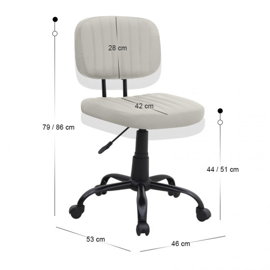 Καρέκλα γραφείου Romano από τεχνόδερμα χρώμα λευκό 46x53x79/86εκ.