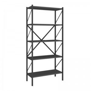 Βιβλιοθήκη Jocasta μεταλλική - μελαμίνης χρώμα ανθρακί 66x34x160εκ.