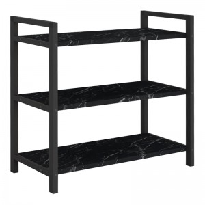Παπουτσοθήκη Navari 9 ζευγών μεταλλική - μελαμίνης χρώμα μαύρο εφέ μαρμάρου 66x36x70εκ.