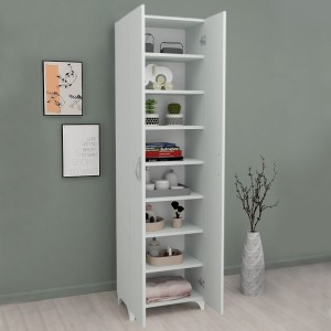 Ντουλάπα - Παπουτσοθήκη μελαμίνης Lilly χρώμα λευκό 49x32x170εκ.