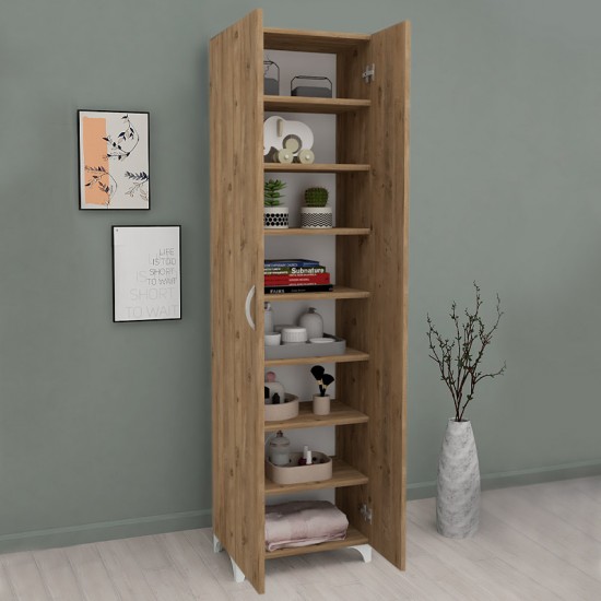 Ντουλάπα - Παπουτσοθήκη μελαμίνης Lilly  χρώμα pine oak 49x32x170εκ.