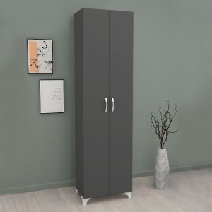 Ντουλάπα - Παπουτσοθήκη μελαμίνης Lilly Megapap χρώμα ανθρακί 49x32x170εκ.