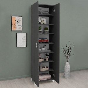 Ντουλάπα - Παπουτσοθήκη μελαμίνης Lilly Megapap χρώμα ανθρακί 49x32x170εκ.