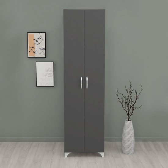 Ντουλάπα - Παπουτσοθήκη μελαμίνης Lilly Megapap χρώμα ανθρακί 49x32x170εκ.