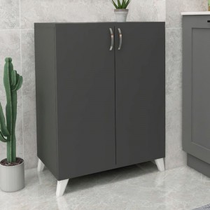 Ντουλάπι κουζίνας/μπάνιου - Παπουτσοθήκη μελαμίνης Lilly χρώμα ανθρακί 77x30x78,5εκ.