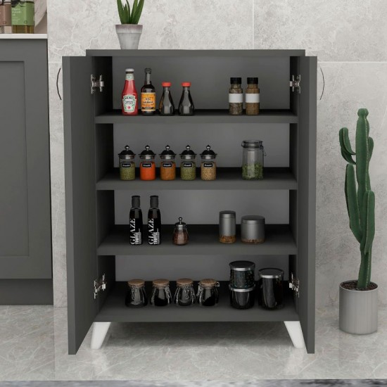 Ντουλάπι κουζίνας/μπάνιου - Παπουτσοθήκη μελαμίνης Lilly χρώμα ανθρακί 77x30x78,5εκ.