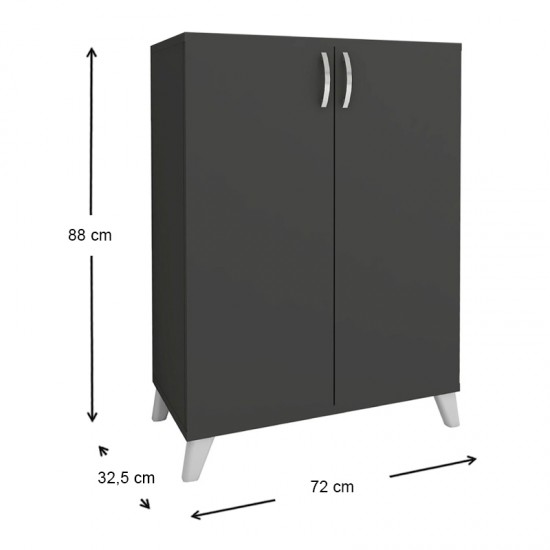 Ντουλάπι κουζίνας/μπάνιου - Παπουτσοθήκη μελαμίνης Lilly χρώμα ανθρακί 77x30x78,5εκ.