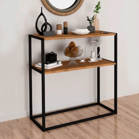 Κονσόλα Castel μεταλλική - μελαμίνης χρώμα μαύρο - pine oak 90x33,5x90εκ.