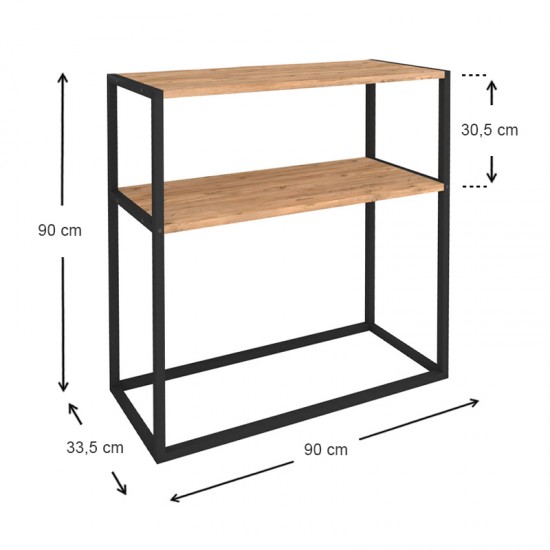 Κονσόλα Castel μεταλλική - μελαμίνης χρώμα μαύρο - pine oak 90x33,5x90εκ.