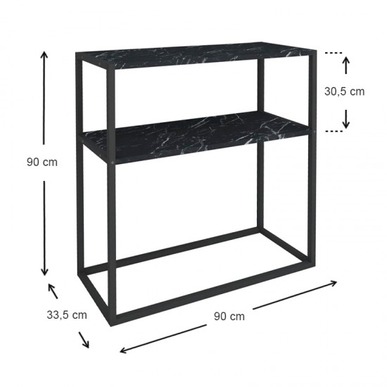 Κονσόλα Castel μεταλλική - μελαμίνης χρώμα μαύρο εφέ μαρμάρου 90x33,5x90εκ.