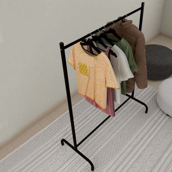 Επιδαπέδια κρεμάστρα Muju μεταλλική χρώμα μαύρο 104x48x137εκ.