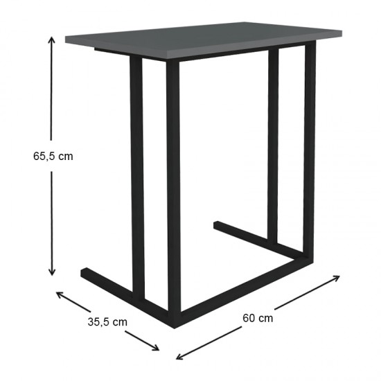 Βοηθητικό τραπεζάκι Jango μεταλλικό - μελαμίνης χρώμα μαύρο - ανθρακί 60x35,5x65,5εκ.