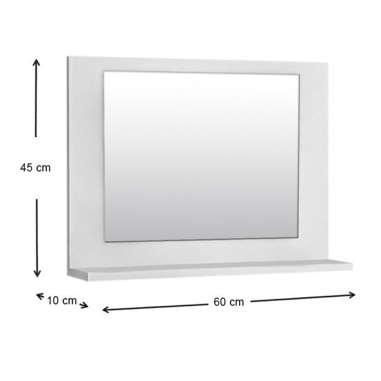 Καθρέφτης μπάνιου Devlin από μελαμίνη χρώμα λευκό 60x10x45εκ.