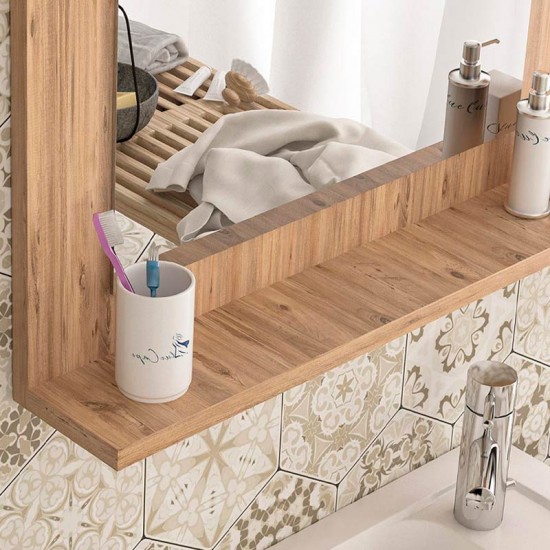 Καθρέφτης μπάνιου Devlin από μελαμίνη χρώμα pine oak 60x10x45εκ.