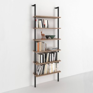 Βιβλιοθήκη τοίχου Madison μεταλλική - μελαμίνης χρώμα μαύρο - pine oak 60x20x183εκ.