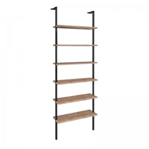 Βιβλιοθήκη τοίχου Madison μεταλλική - μελαμίνης χρώμα μαύρο - pine oak 60x20x183εκ.