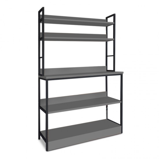 Έπιπλο κουζίνας Foyer μεταλλικό - μελαμίνης χρώμα μαύρο - ανθρακί 101x36x160,7εκ.