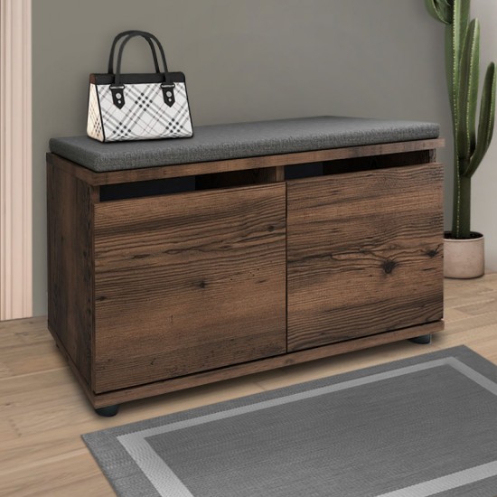 Παπουτσοθήκη μελαμίνης Twain 8 ζευγών χρώμα καπνιστή καρυδιά 80x35x42εκ.