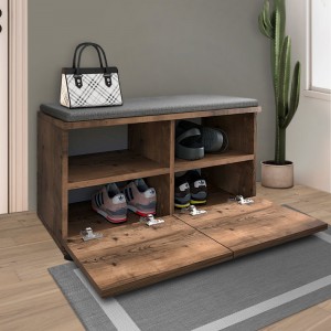 Παπουτσοθήκη μελαμίνης Twain 8 ζευγών χρώμα καπνιστή καρυδιά 80x35x42εκ.