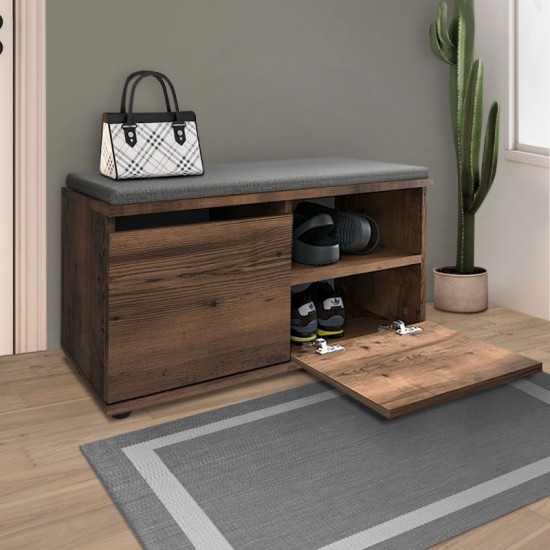 Παπουτσοθήκη μελαμίνης Twain 8 ζευγών χρώμα καπνιστή καρυδιά 80x35x42εκ.