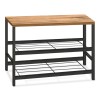 Παπουτσοθήκη Dalia 6 ζευγών μεταλλική - μελαμίνης χρώμα μαύρο - pine oak 65x30x45εκ.
