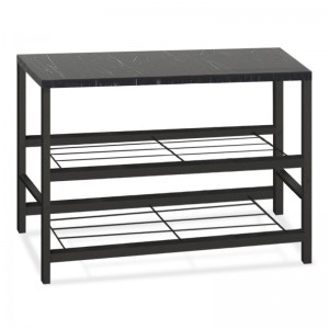 Παπουτσοθήκη Dalia 6 ζευγών μεταλλική - μελαμίνης χρώμα μαύρο εφέ μαρμάρου 65x30x45εκ.