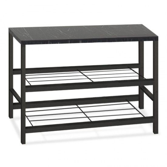 Παπουτσοθήκη Dalia 6 ζευγών μεταλλική - μελαμίνης χρώμα μαύρο εφέ μαρμάρου 65x30x45εκ.