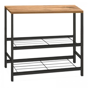 Βοηθητικό τραπεζάκι για φουρνάκι Mulligan μεταλλικό - μελαμίνης χρώμα μαύρο - pine oak 80x40x80εκ.