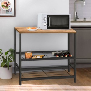 Βοηθητικό τραπεζάκι για φουρνάκι Mulligan μεταλλικό - μελαμίνης χρώμα μαύρο - pine oak 80x40x80εκ.