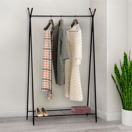 Επιδαπέδια κρεμάστρα Shua μεταλλική χρώμα μαύρο 90x38x150εκ.