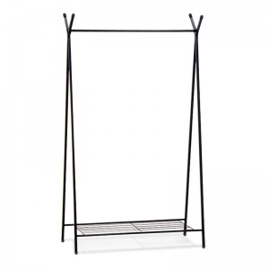 Επιδαπέδια κρεμάστρα Shua μεταλλική χρώμα μαύρο 90x38x150εκ.