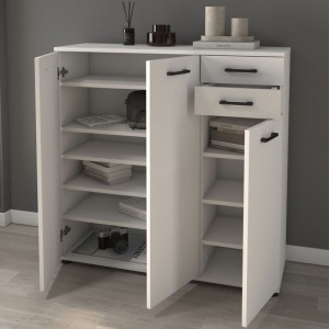 Παπουτσοθήκη - ντουλάπι Polly από μελαμίνη χρώμα λευκό 108x35x108εκ.