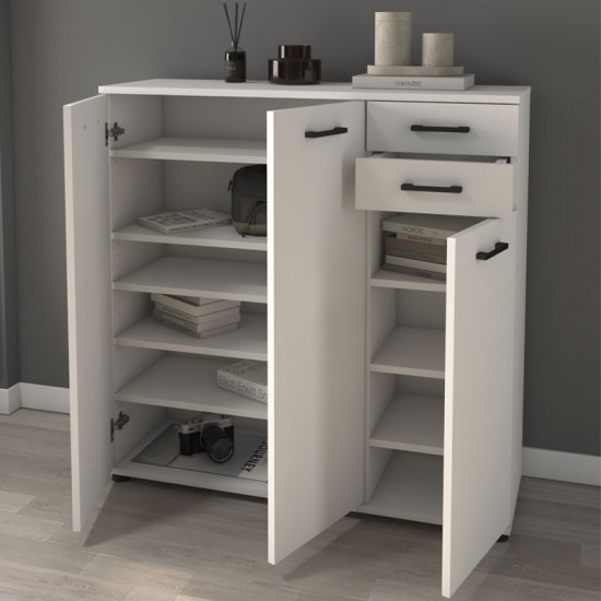 Παπουτσοθήκη - ντουλάπι Polly από μελαμίνη χρώμα λευκό 108x35x108εκ.