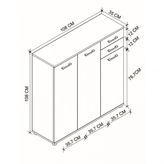 Παπουτσοθήκη - ντουλάπι Polly χρώμα pine oak 108x35x108εκ.