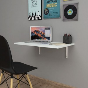 Τραπέζι κουζίνας - Γραφείο επιτοίχιο πτυσσόμενο Ravan χρώμα λευκό 72x45εκ.