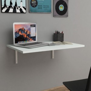 Τραπέζι κουζίνας - Γραφείο επιτοίχιο πτυσσόμενο Ravan χρώμα λευκό 72x45εκ.