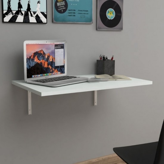 Τραπέζι κουζίνας - Γραφείο επιτοίχιο πτυσσόμενο Ravan χρώμα λευκό 72x45εκ.