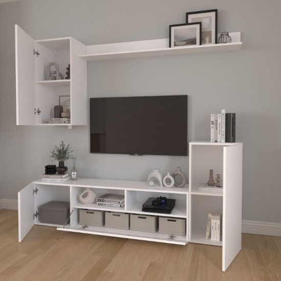 Σύνθεση τηλεόρασης Rodos χρώμα λευκό 210,2x36x90,4εκ.