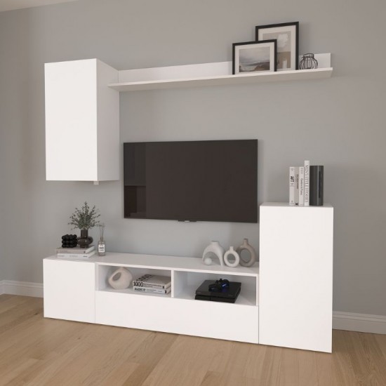 Σύνθεση τηλεόρασης Rodos χρώμα λευκό 210,2x36x90,4εκ.