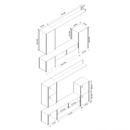 Σύνθεση τηλεόρασης Rodos χρώμα λευκό 210,2x36x90,4εκ.