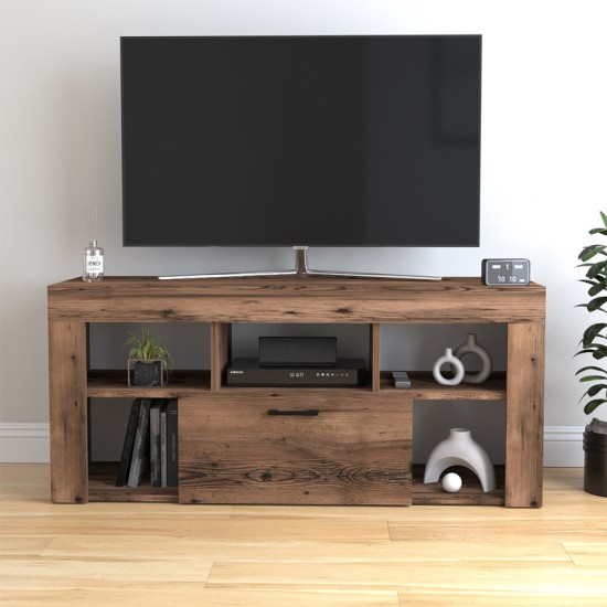 Έπιπλο τηλεόρασης Midili χρώμα καπνιστή καρυδιά 135x42x60,7εκ.