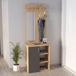 Έπιπλο εισόδου Norva χρώμα sapphire oak - ανθρακί 67,8x36,3x200,6εκ.