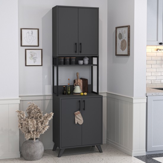 Έπιπλο κουζίνας Sedef χρώμα ανθρακί 61x40x202,1εκ.